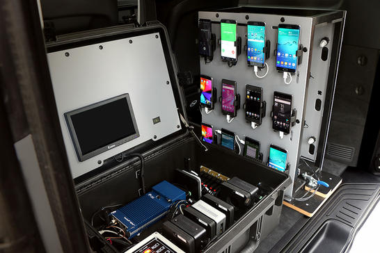 TEMS Paragon case and devices installed in a car