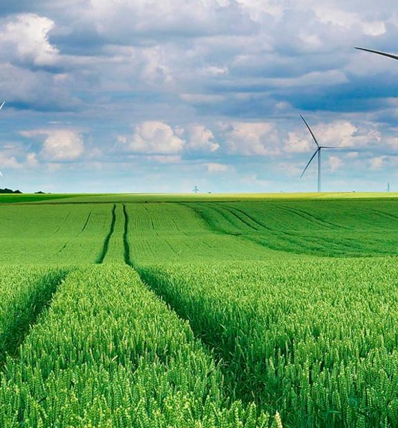 Earth Day field wind turbines