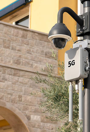 Wi-Fi transmitters with 5G network on the city street